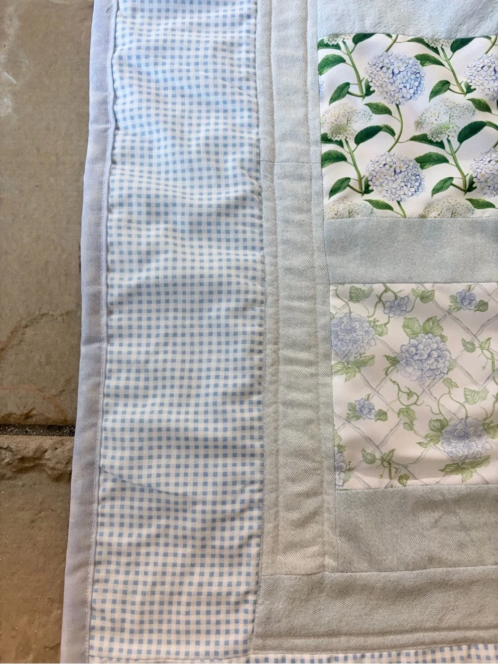 Shabby Chic Handmade Light Blue and White Patchwork Quilt - Home Bedding